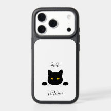Meow Black Cat Golden Eyes Customizable