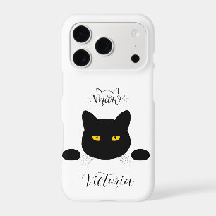 Meow Black Cat Golden Eyes Customizable