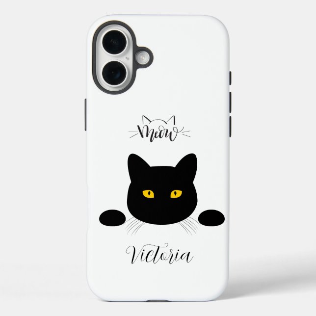 Meow Black Cat Golden Eyes Customizable Case-Mate iPhone Case (Back)