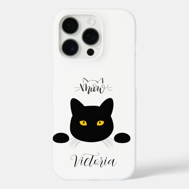 Meow Black Cat Golden Eyes Customizable Case-Mate iPhone Case (Back)