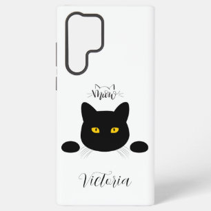 Meow Black Cat Golden Eyes Customizable Samsung Galaxy Case