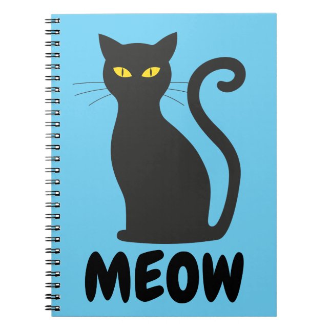 MEOW BLACK CAT SPIRAL NOTEBOOK (Front)