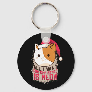 Meow Cat Christmas Gift For Kitten Lovers Keychain