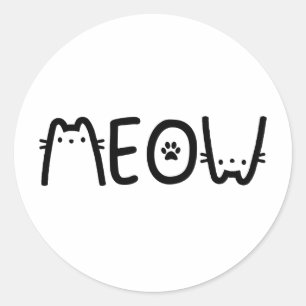 MEOW CAT CLASSIC ROUND STICKER
