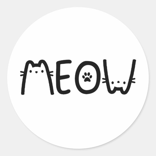 MEOW CAT CLASSIC ROUND STICKER (Front)