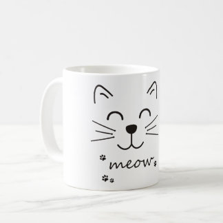 Meow Cat Face au félin heureux Mug