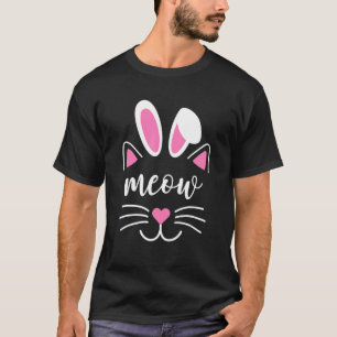 Meow Cat Face Easter Day Bunny Ears Cat T-Shirt