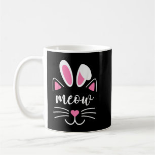 Meow Cat Face Easter Day Bunny Ears Shirt Funny Ca Coffee Mug