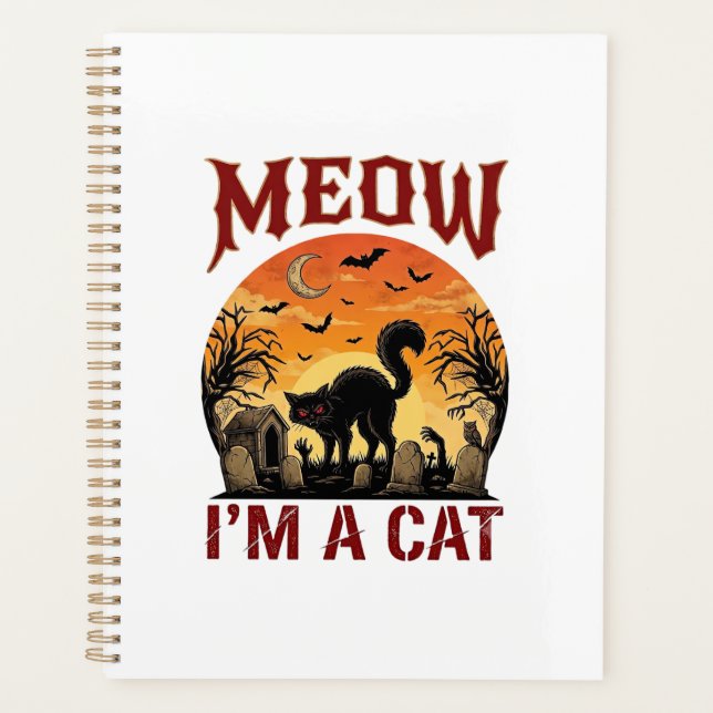 Meow Cat Halloween Black Cemetery_1 Planner (Front)