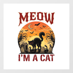 Meow Cat Halloween Black Cemetery_1 Window Cling