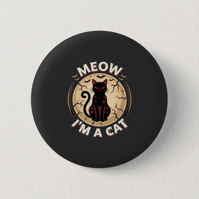 Meow Cat Halloween Graphic Design_1 2 Inch Round Button (Front)