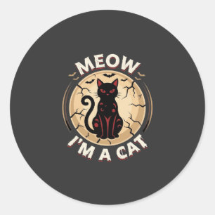 Meow Cat Halloween Graphic Design_1 Classic Round Sticker