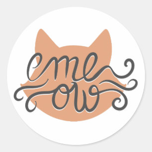 Meow cat head silhouette - Choose background colou Classic Round Sticker