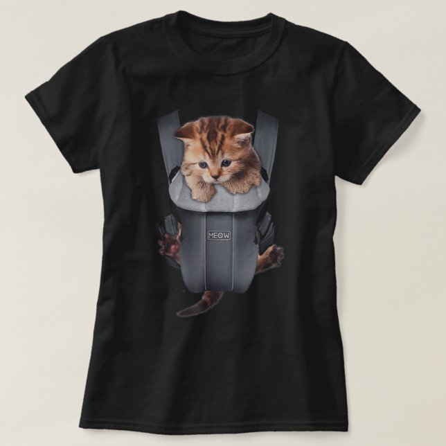 Meow Cat Kitten Carrier T-Shirt (Design Front)