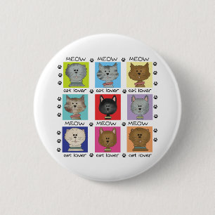 Meow Cat Lover Tshirts and Gifts 2 Inch Round Button