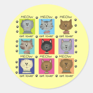 Meow Cat Lover Tshirts and Gifts Classic Round Sticker