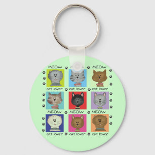 Meow Cat Lover Tshirts and Gifts Keychain