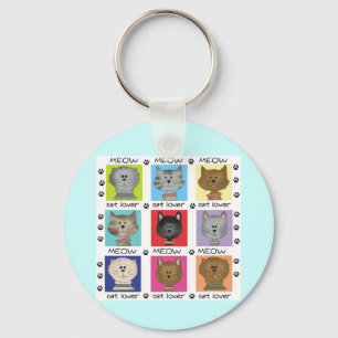 Meow Cat Lover Tshirts and Gifts Keychain