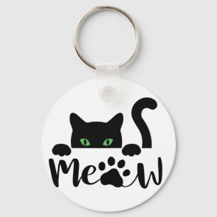Meow Cat Quote Keychain
