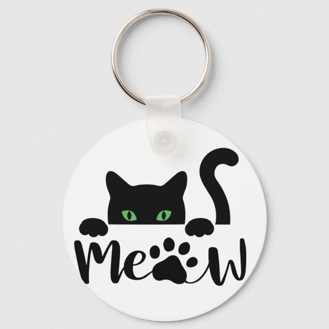 Meow Cat Quote  Keychain (Front)