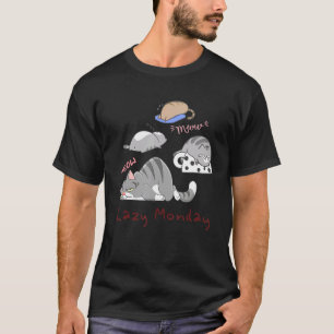 Meow Cat Rolling Lazy Monday  Procrastinate Office T-Shirt