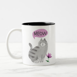 Meow Cat Two-Tone Coffee Mug