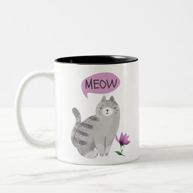 Meow Cat Two-Tone Coffee Mug (Left)