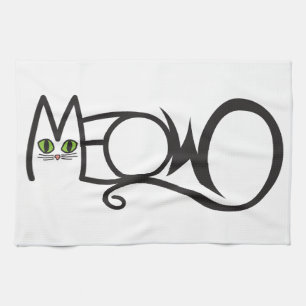 Meow Cat Typography Kitchen Towel
