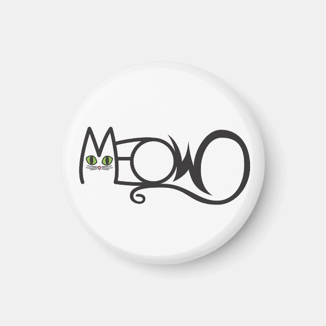 Meow Cat Typography Magnet (Front)