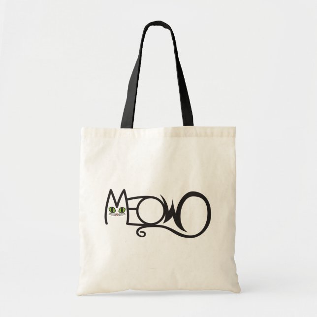 Meow Cat Typography Tote Bag (Front)