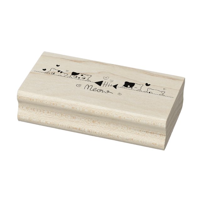 Meow Cats and Fishbone Rubber Stamp (Stamp)