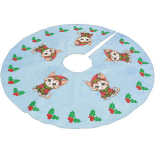 Meow Christmas Brushed Polyester Tree Skirt