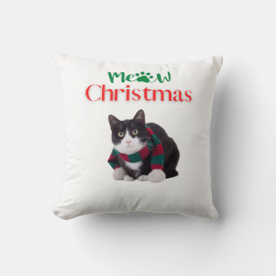 MEOW CHRISTMAS CAT THROW PILLOW