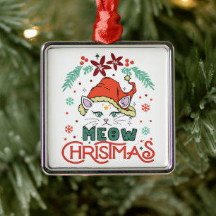 Meow Christmas, Merry Christmas Metal Ornament