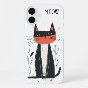 Meow.  Confident Cat Illustration iPhone 16 Plus Case