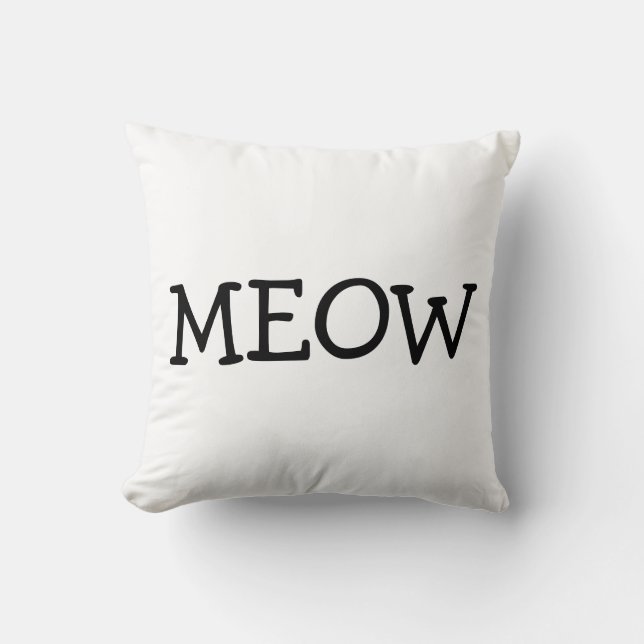 MEOW, Cotton Throw Pillow (Front)
