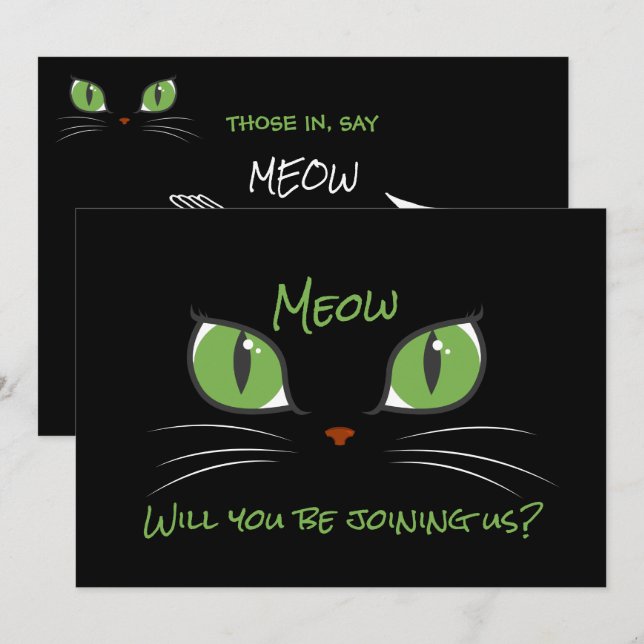 Meow Cute Cat Eyes Pet Party Custom Invitation (Front/Back)