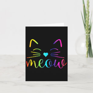 Meow Cute Cat Face Funny Quote For Cat Fans For Me Card