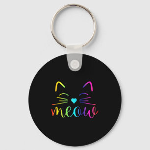Meow Cute Cat Face Funny Quote For Cat Fans For Me Keychain
