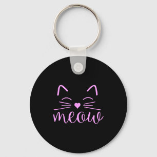 Meow Cute Cat Face Funny Quote For Cat Fans  Keychain