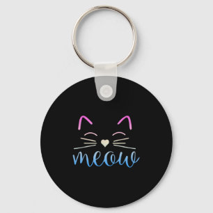 Meow Cute Cat Face Funny Quote For Cat Fans Keychain