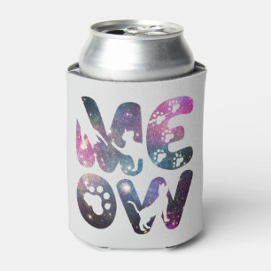 Meow – Cute Cat Silhouettes and Paw Prints Design Can Cooler