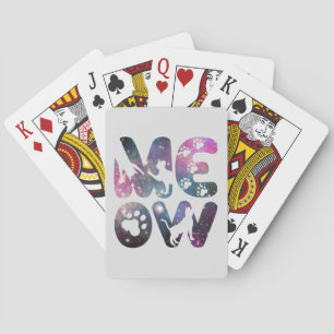 Meow – Cute Cat Silhouettes and Paw Prints Design Playing Cards