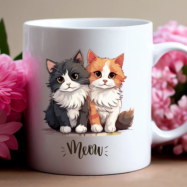"Meow" Cute Chat Duo Mug (Créateur téléchargé)