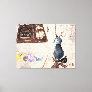 Meow Cute Magic School Cat Canvas Print
