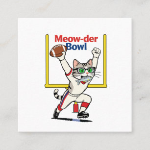 Meow-der Bowl Champion Cat Football  Square Business Card