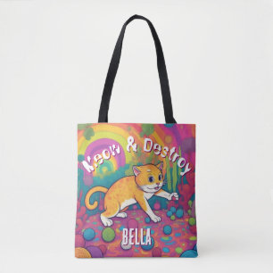 Meow & Destroy Personalized Funny Cat Tote Bag