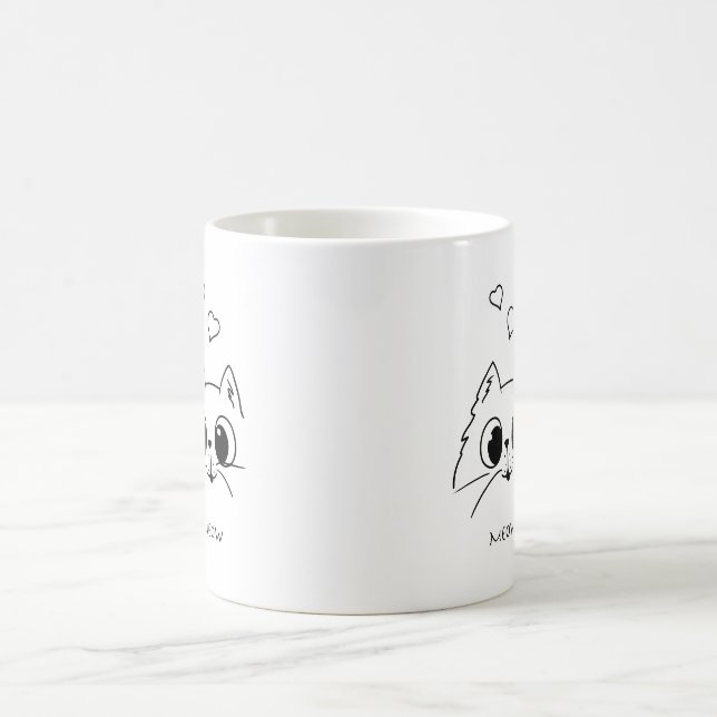 MEOW For Cat Lovers Funny Coffee Mug (Center)