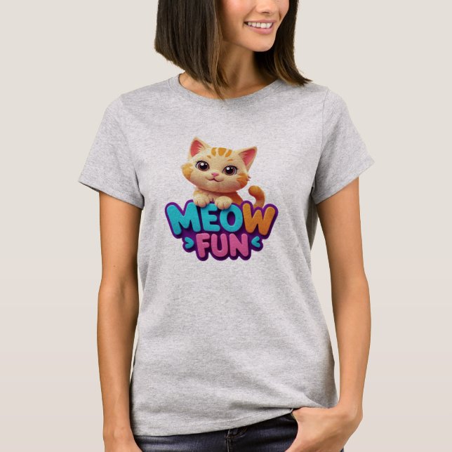 Meow Fun - Sweet Look Cat T-Shirt (Front)