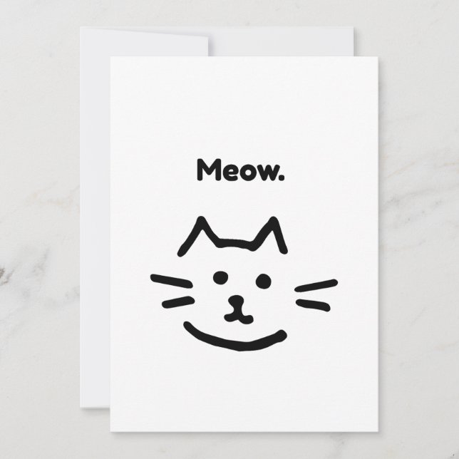Meow. Funny Simple Cat Invitation (Front)